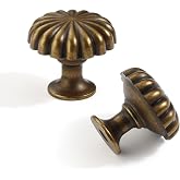 FABERHOM 6 Pack Dark Antique Brass Decorative Round Drawer Knobs | Solid Zinc Alloy Cabinet Hardware for Kitchen Cabinets, Bathroom Vanity, Dresser and Furniture Drawers