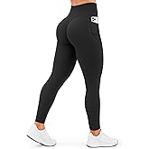 Olmlmt Women’s Yoga Pants with Pockets, High Waisted Tummy Control Leggings, 4-Way Stretch for Workout and Gym