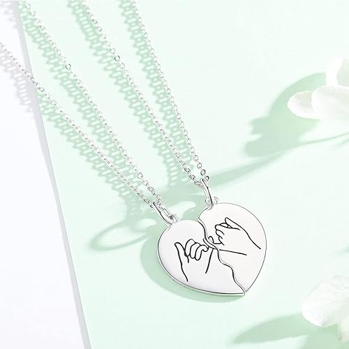 Waysles Best Friends Necklace for 2, BFF Necklace 925 Sterling