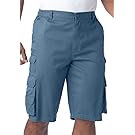 Boulder Creek Men's Big & Tall Ranger Side-Elastic Cargo Shorts, Slate Blue