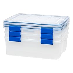 IRIS USA WeatherPro 27 Qt Storage Bins with Lids, 3