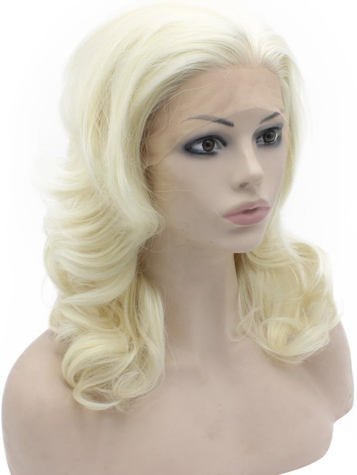 Iwona medium long stylish wig wavy silver white two tone wet wavy wig - Image 3