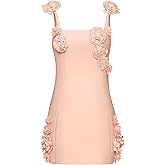 JW PEI Women's Elaina Pink Rosette Applique Mini Dress