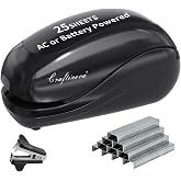 Craftinova Electric Stapler,Including 2000 Staples and 1 Staple Remover, Suitable for Palm Size and high Comfort，25 Sheet Capacity, AC Adapter or Battery Powered，Battery not Included，(Black)&hellip;