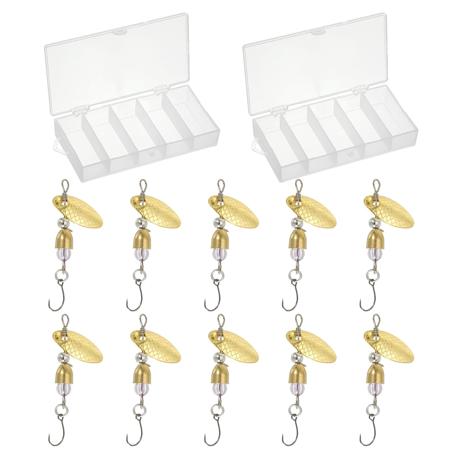 PATIKIL 1/8 oz Fishing Lures Spinnerbait, 10 Pack Single Hook Trout Spinners Casting Fishing Spinner Baits Tackle for Freshwater Saltwater Fishing, Gold Tone