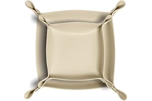 Aitoubil 2 Pack (Size:9.84"&7.87") PU Leather Jewelry Valet Tray,Portable Entryway Table Nightstand Desk Tray Catchall Travel