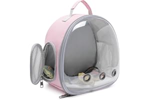 Hcupet Small Animal Carrier Backpack Space Capsule Bubble Window Carrier Backpack for Lizard Guinea Pig (Pink)