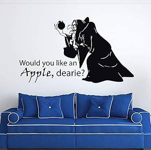 Snow White Evil Queen Witch Villain Offering Poisoned Apple Vinyl Wall Decal for Room Decor