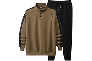 JMIERR Men's 2 Piece Casual Outfits Quarter Button Lightweight Sweatshirt Tracksuit & Joggers Sweatpants Sweatsuit Set