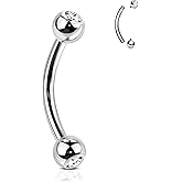 Agrewd Rook Piercing Jewelry Titanium Rook Earrings 16G Eyebrow Rook Jewelry Internally Thread Vertical Labret Stud