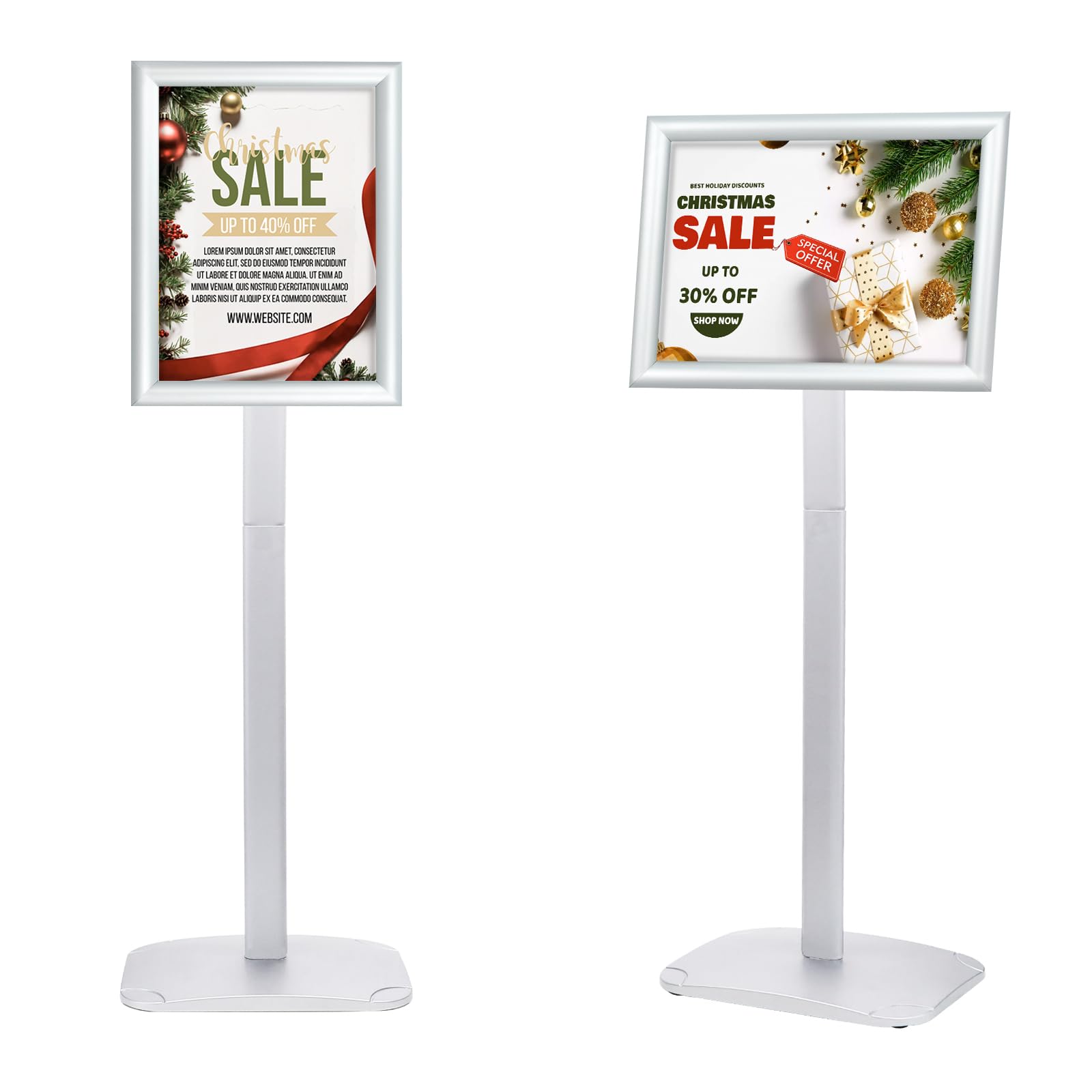 Photo 1 of (PARTIAL SET) Heavy Duty Pedestal Sign Holder for Display, 8.5 x 11 inches Adjustable Floor Standing Sign Holder with Weighted Base , Vertical and Horizontal View Sign Stand for Indoor/Outdoor Advertising?Silver