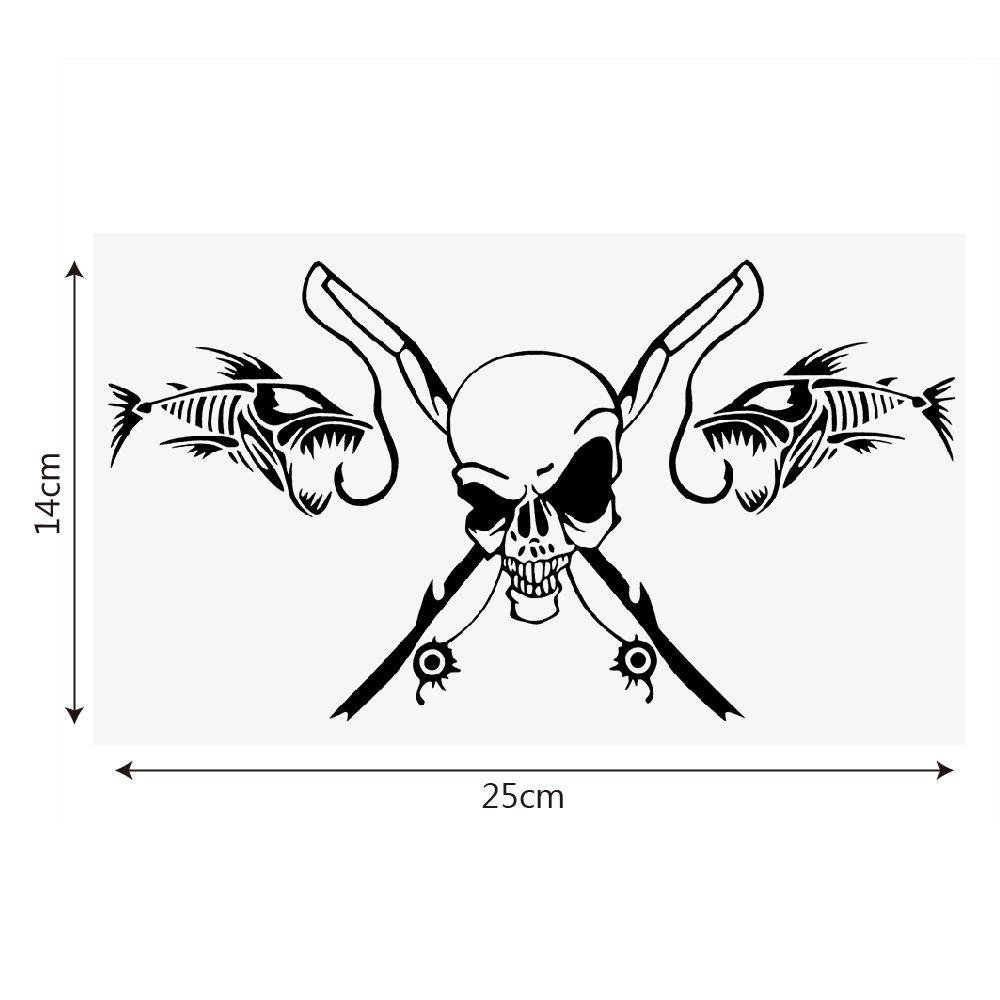 スケルトン 釣りスカル カーステッカー おもしろクラシックビニールフィッシュロッドリール 25 414cm 反射デカール Oceaneshop B07h3kdf39 ブラック リール 最安値挑戦