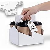 Brillantreal Kraft Paperboard 4-Cup Drink Carrier with Handle, 12-30 oz Coffee Cup Holder, Takeout Beverage Delivery, 15-Pack(Without Cups)