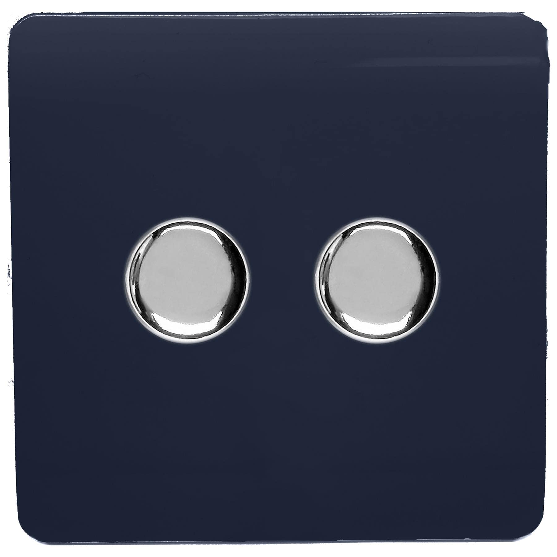 Trendi Switch Artistic Modern Glossy Tactile 2 Gang 2 Way 120w LED Dimmer Switch Navy,ART-2LDM