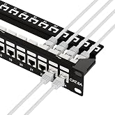 iwillink Cat6a Shielded Patch Panel 24 Port with RJ45 Keystone Coupler | 10Gbps Patch Panel, STP Patch Panels 19'' 1U with Back Bar, Wallmount/Rackmount, Cat5, Cat5e, Cat6 Cabling
