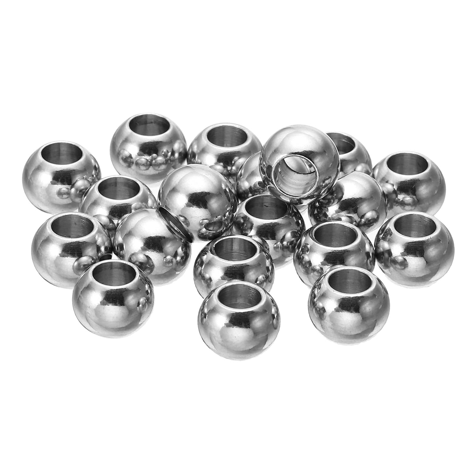 PATIKIL Smooth Round Spacer Beads, 20 Pcs 10mm OD 5mm ID 304 Stainless Steel Loose Balls Spacers Metallic Seamless Ball Beads for DIY Bracelet Necklace Earring Jewelry Making, Silver — image 1