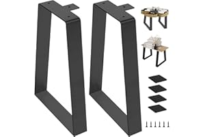 Rioychan 16 Inch Bench Legs, Trapezoid Metal Table Legs Heavy Duty Furniture Feets for DIY Desks, Black Metal End/Side Tables,Benches, Sofa, Set of 2 (H16 x W11, Black)