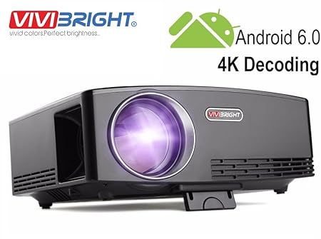 Vivibright GP80UP Android and WiFi 1800LM 1920x1080 HD Home Theater LED Projector with Remote Controller, HDMI, VGA, AV, USB Interfaces(Black)