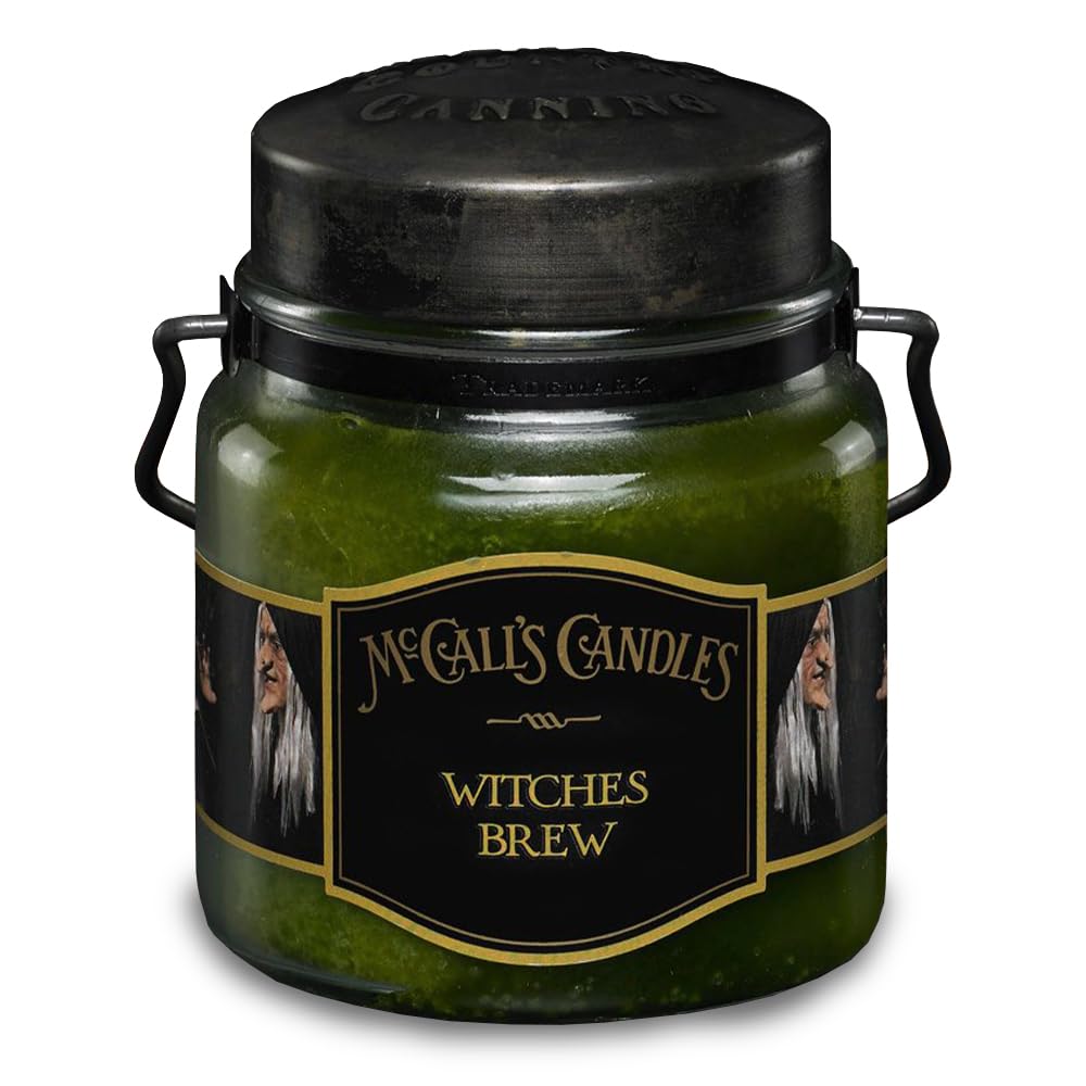 Photo 1 of McCall’s Candles | Witches Brew | 16 oz Two-Wick Scented Candle | USA-Poured | Vintage Rustic Jar with Carrying Handle | Spiced Clove & Gingerroot Fragrance