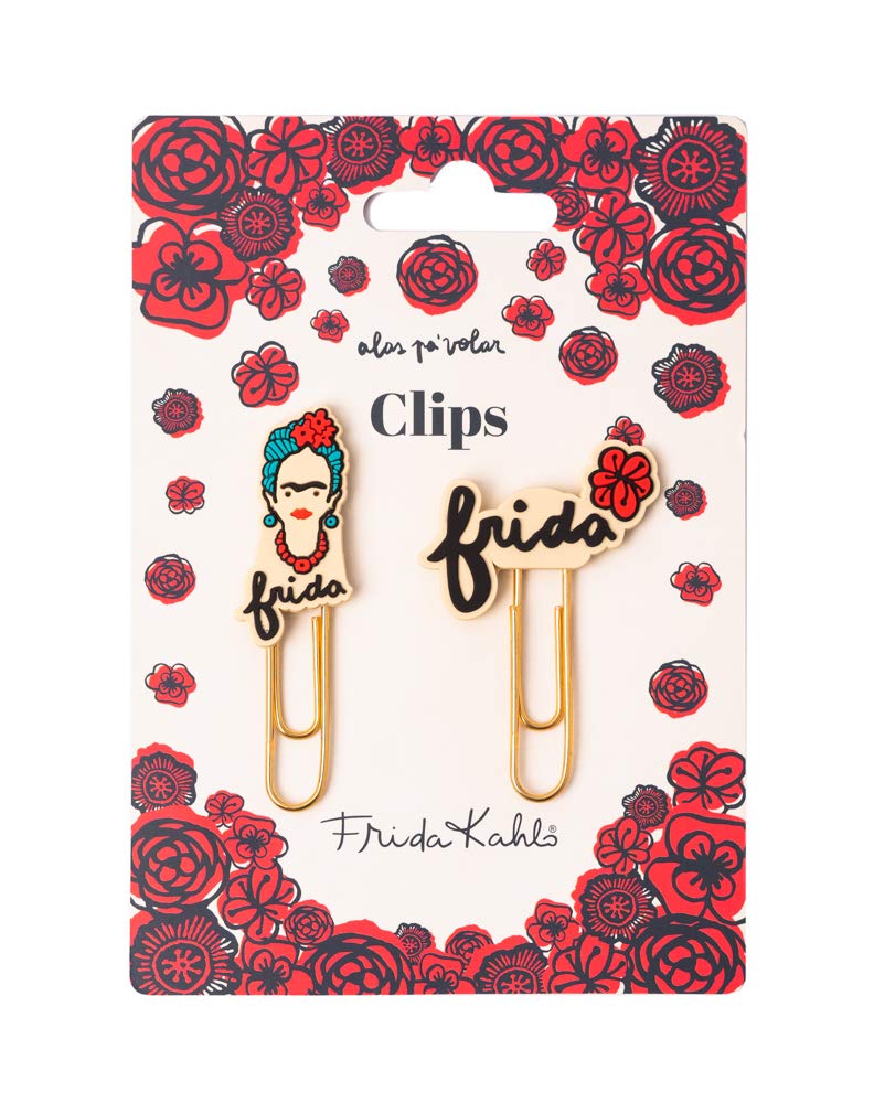 Grupo Erik Frida Kahlo Pack of 2 Paper Clips with Topper | Cute Bookmarks | Coloured Paper Clips | Funny Bookmark | Frida Kahlo Gifts | Cool Gifts
