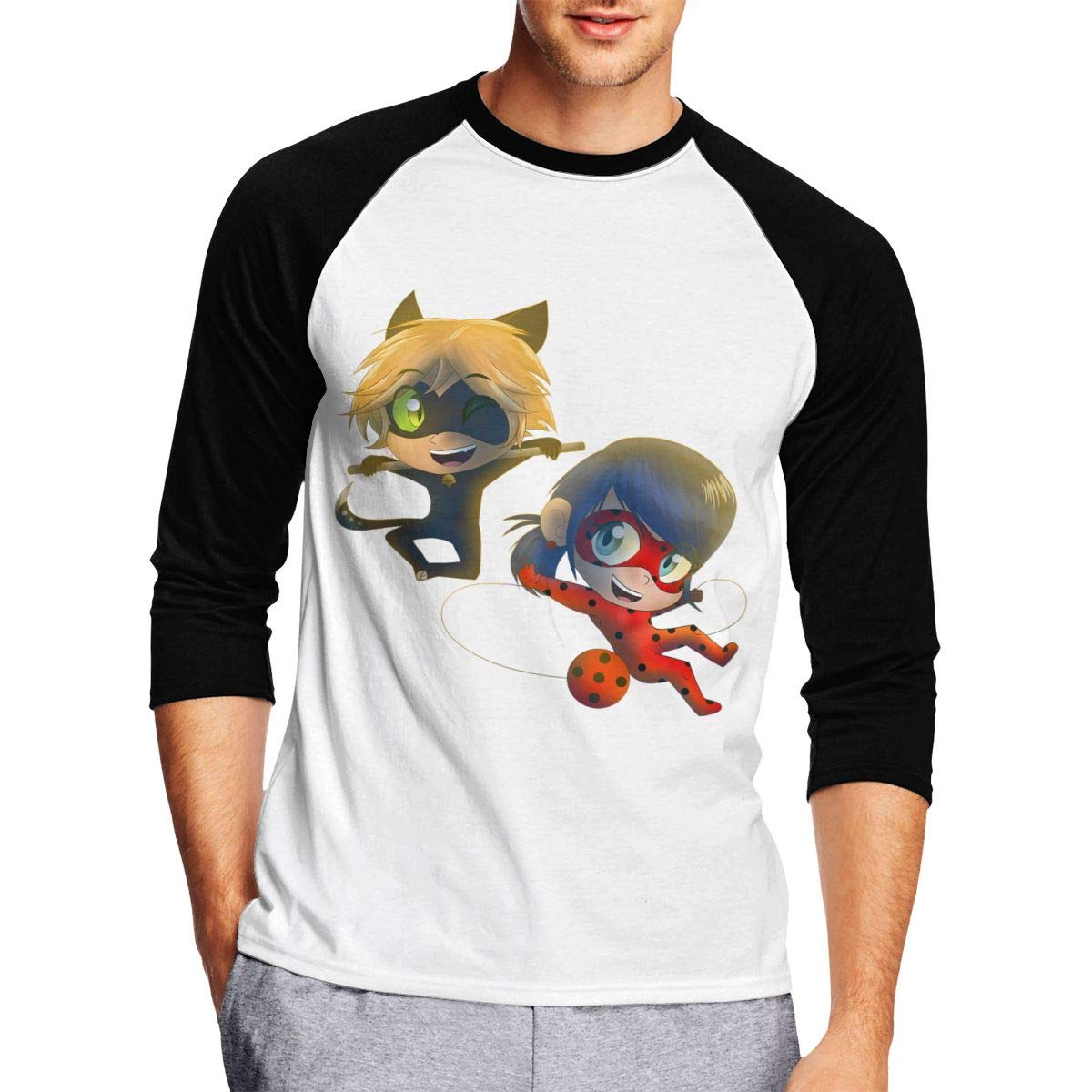 Amazoncom Man Miraculous Chat Noir Baseball Middle Sleeves