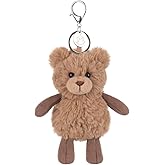 Apricot Lamb Summer Bear Cute Keychain, Soft Stuffed Plush Toy Keyring for Kids' Backpack, Purse, 4.5 Inches