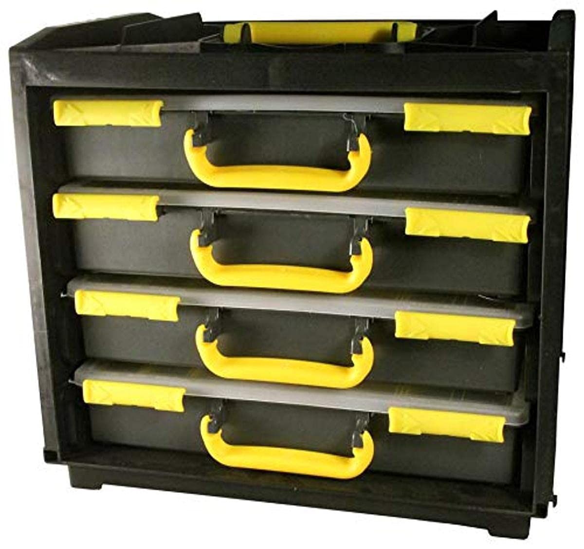 Duratool D01933 Assortment Storage Case Set – 4‑Piece System with Removable Inserts, Impact‑Resistant Plastic