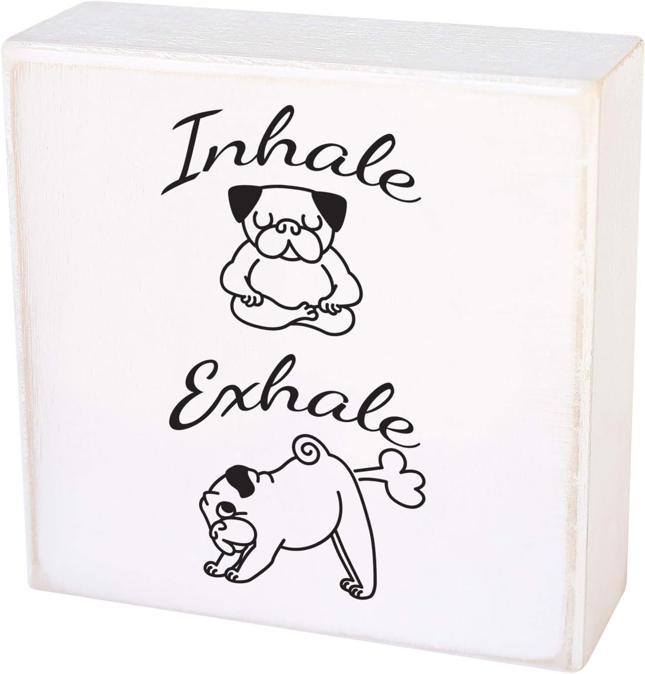 Box Signs for Home Decor by Two Birds. Dog Sign, Dog Lover Gifts - French Bulldog Inhale, Exhale. Home and Office Decor for Dog Lovers, Boxer Dog Gifts - 5 x 5 inch