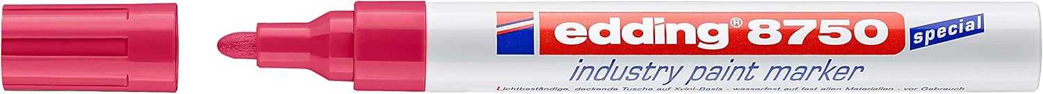 edding 8750 industry paint marker, red, 1 pen, round nib 2-4 mm, paint marker for writing on dusty slightly oily surfaces - Image 3