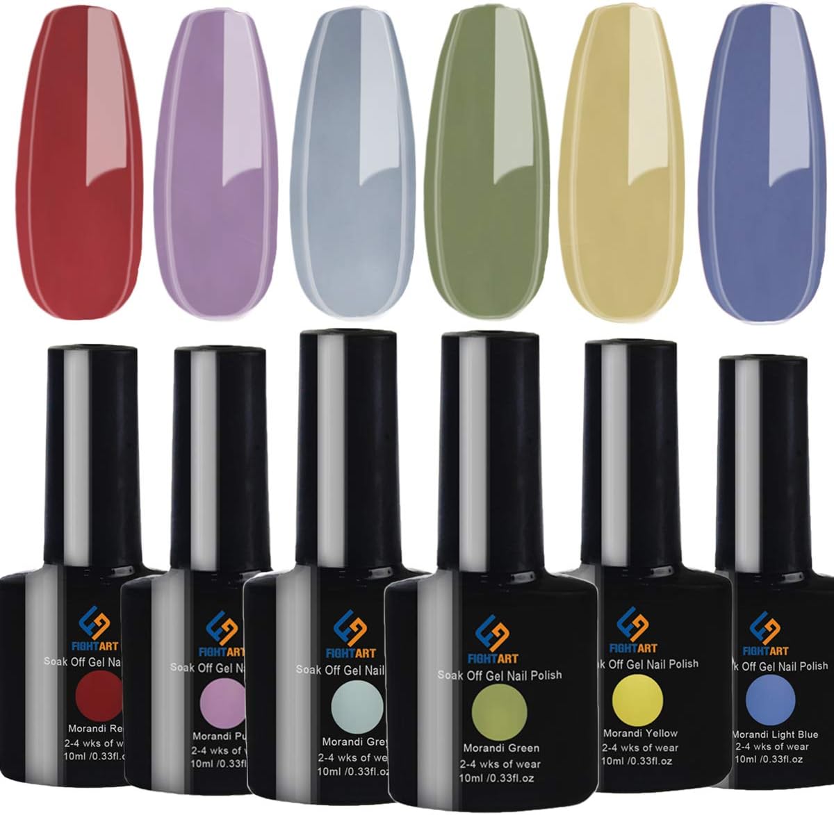 FIGHTART Color Gel Nail Polish Kit Set 6 Colors Morandi Matte Glossy Effect Soak Off UV Nail Lamp LED Cured