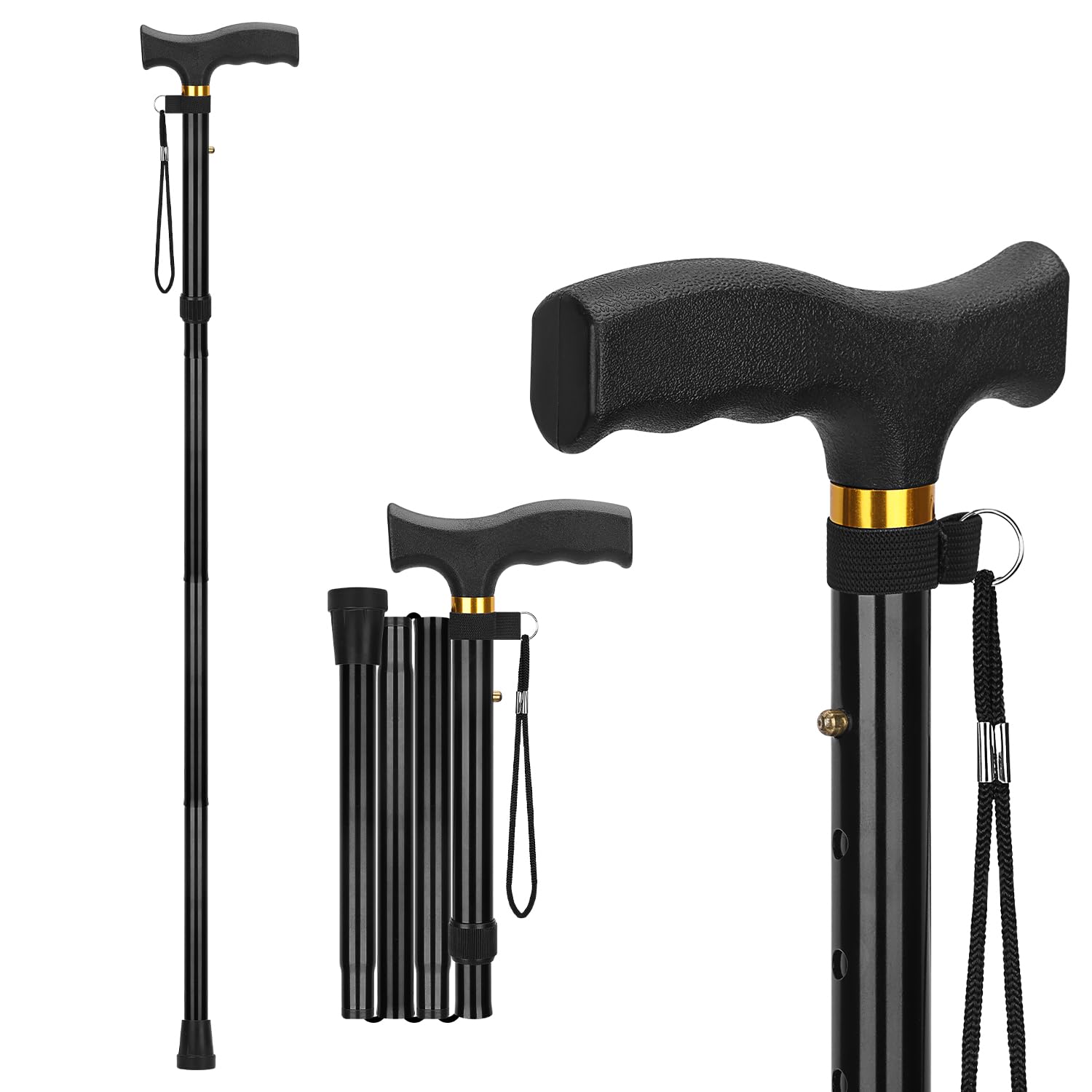 supregear Walking Stick for Women and Men, Collapsible, Lightweight, Sleek, Foldable Folding Walking Cane and Sticks for Seniors & Adults with Comfortable T-Handle