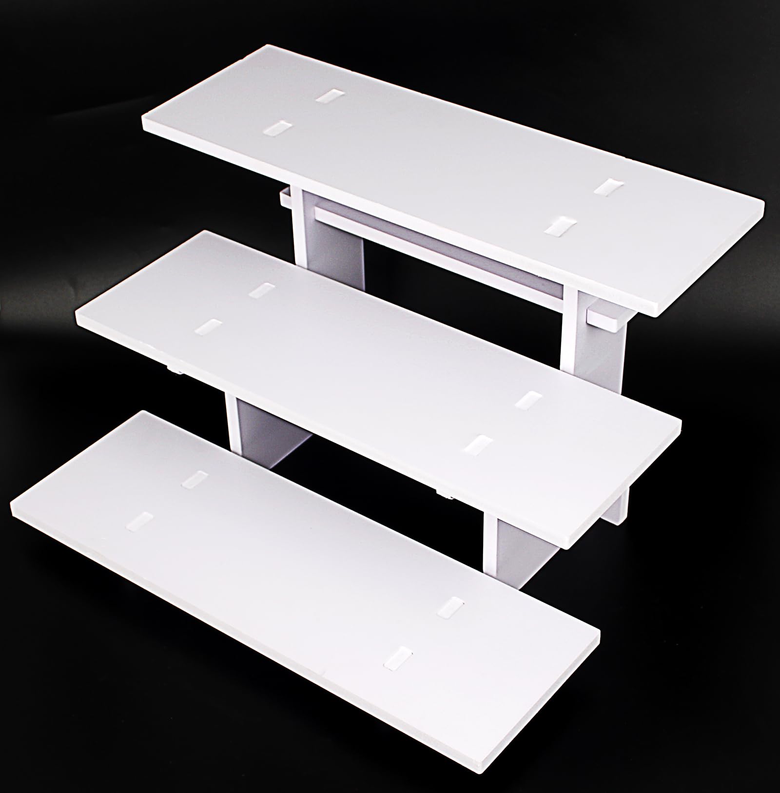 Photo 1 of HAOWUJIN 3 Tier Staight Retail Display Racks Portable Product Shelves, White Store Retail Display Stand, Cupcake Stand, Candle Tumbler Display Rack for Craft Shows, Trade Shows, Farmers Market