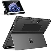 MoKo Case Compatible with Microsoft Surface Pro 11, Surface Pro 10, Surface Pro 9 13 Inch, All-in-One Protective Rugged Cover with Hand Strap, Compatible with Type Cover Keyboard, Black