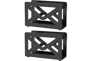 Desktop Metal Mail Holder, Modern Black Letter Organizer for Desk w Cutout Envelope Design Tabletop Stand for Letter Bill Fil