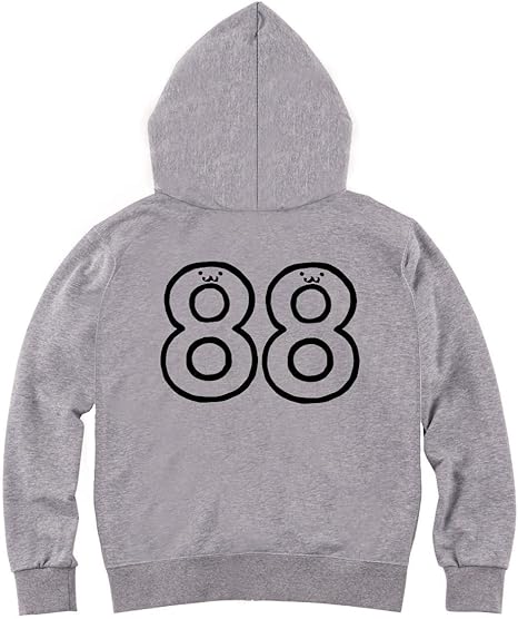 Amazon ８８ はちじゅうはち 八十八 数字 ナンバー 記号 文字 筆絵 イラスト おもしろ ジップ パーカー トレーナー パーカー 通販