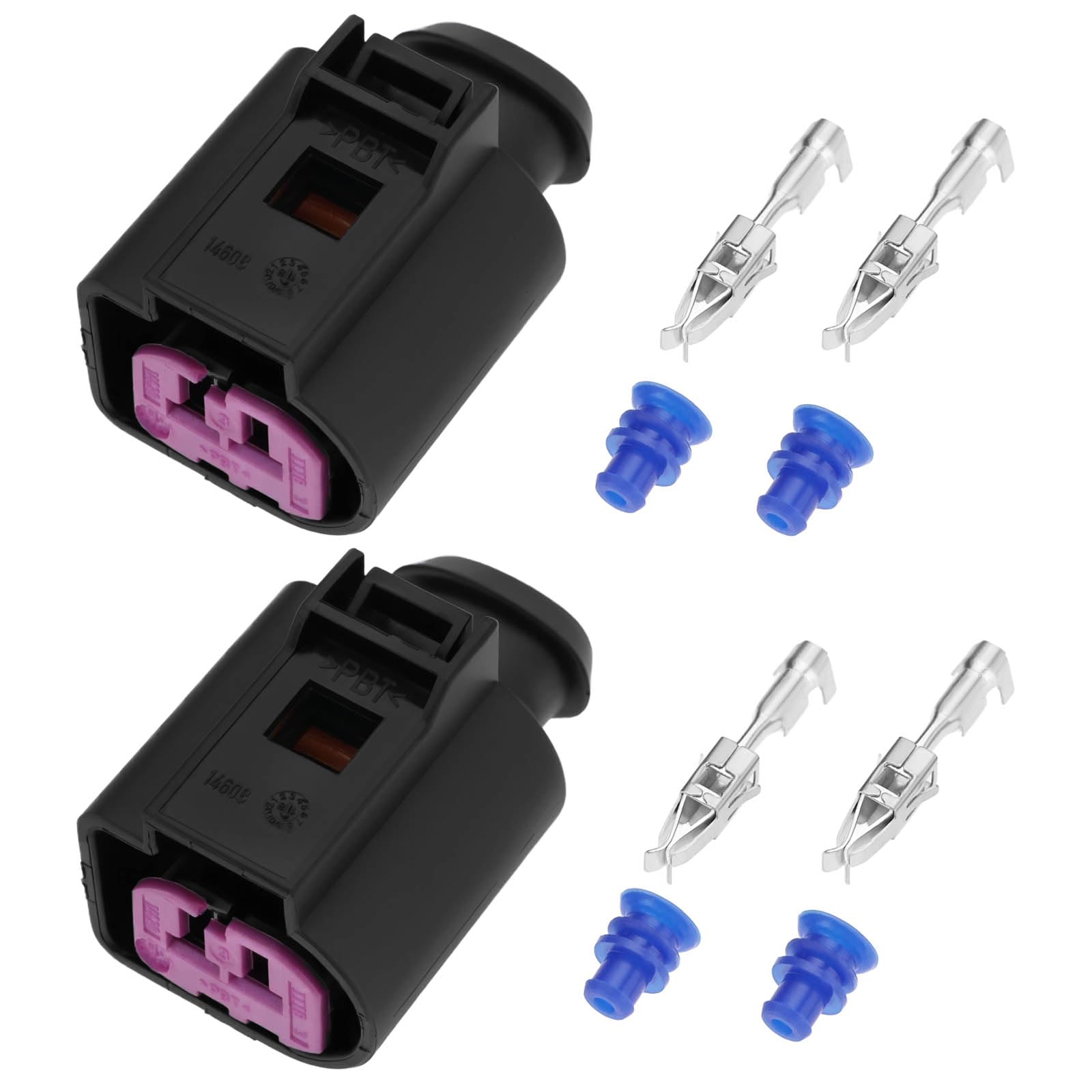 ECSiNG 2 Set 2-Pin Sealed Female Repair Plug Connector 1J0973772 Alternator Compatible with Audi Compatible with VW Compatible with Seat Compatible with Sokda