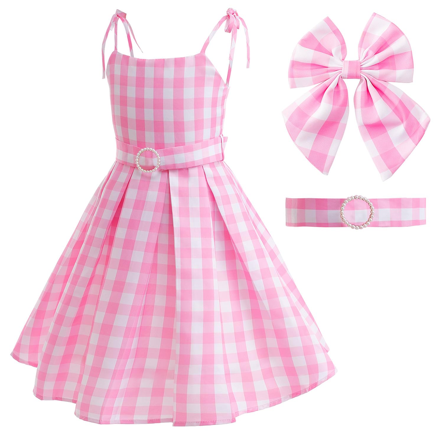 Atorcher Pink Lady Kids Costume Dress Movie Cosplay Toddler Girls Outfit for Kids Halloween Dress Up