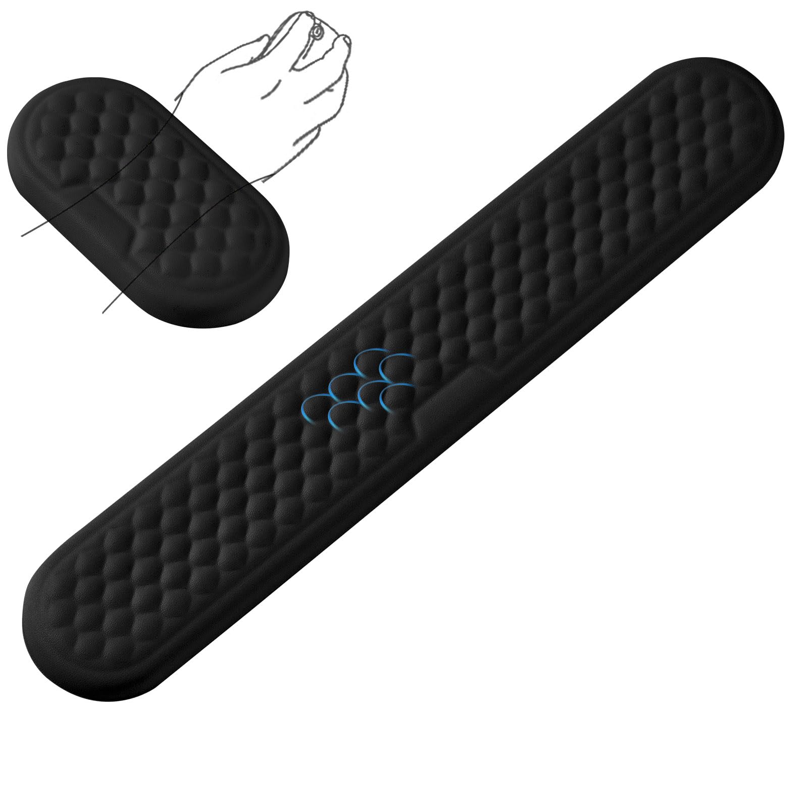 Keyboard Wrist Rest, EGOSKY Ergonomic Keyboard Pad with PU Leather and Memory Foam, Comfortable Computer Laptop Wrist Support, Keyboard Cushion for Typing Pain Relief (Black)