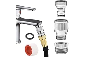 4Pcs Sink Faucet Quick Connector Adapter,Snap-On Faucet to Hose Adapter Kit for Garden Hose, Shower, Portable Washing Machine