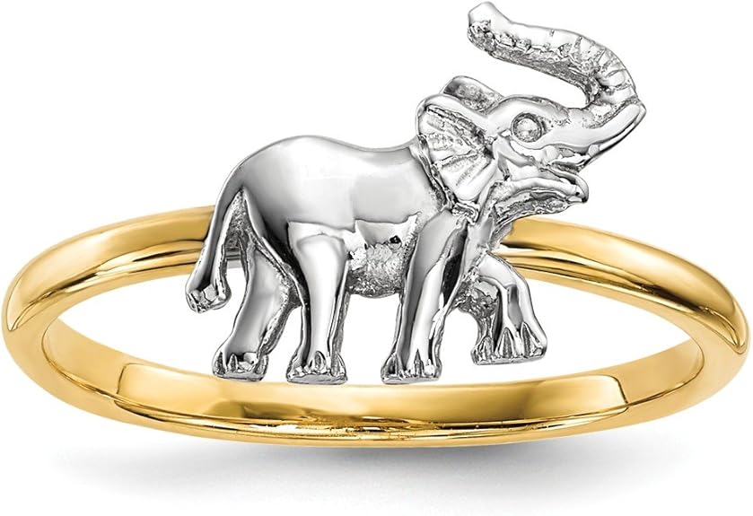 Size 9 Solid 14k Gold TwoTone Polished Elephant Ring (2mm) Amazon