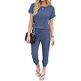 Ekouaer Jumpsuits for Women Dressy Summer Romper Ribbed Knit Casual Travel Outfits 2026 Vacation Beach Clothes