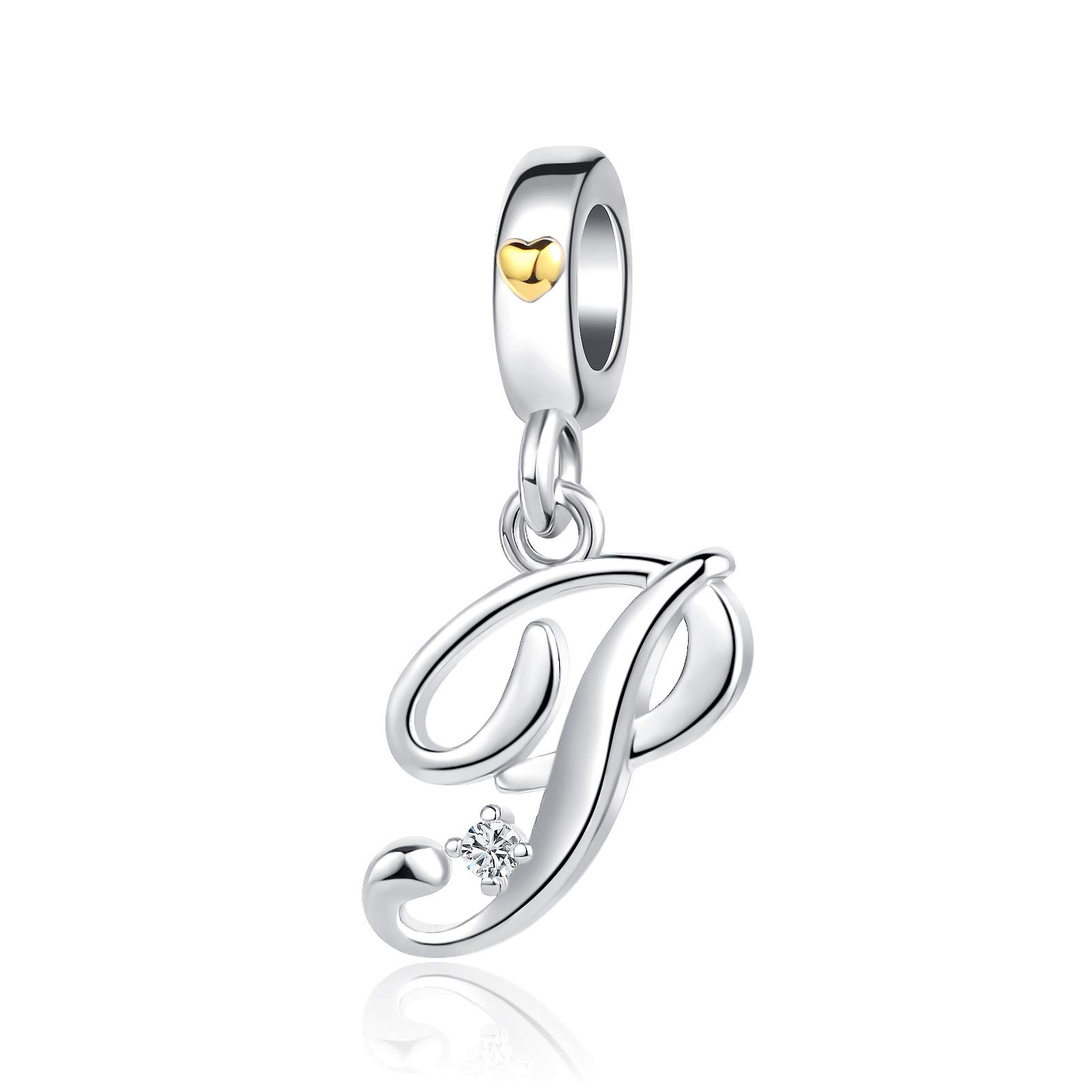P Initial Letter Name Charms fit Pandora Charms Bracelets Gold Heart Birthday Jewellery Gift for Women Daughter Family