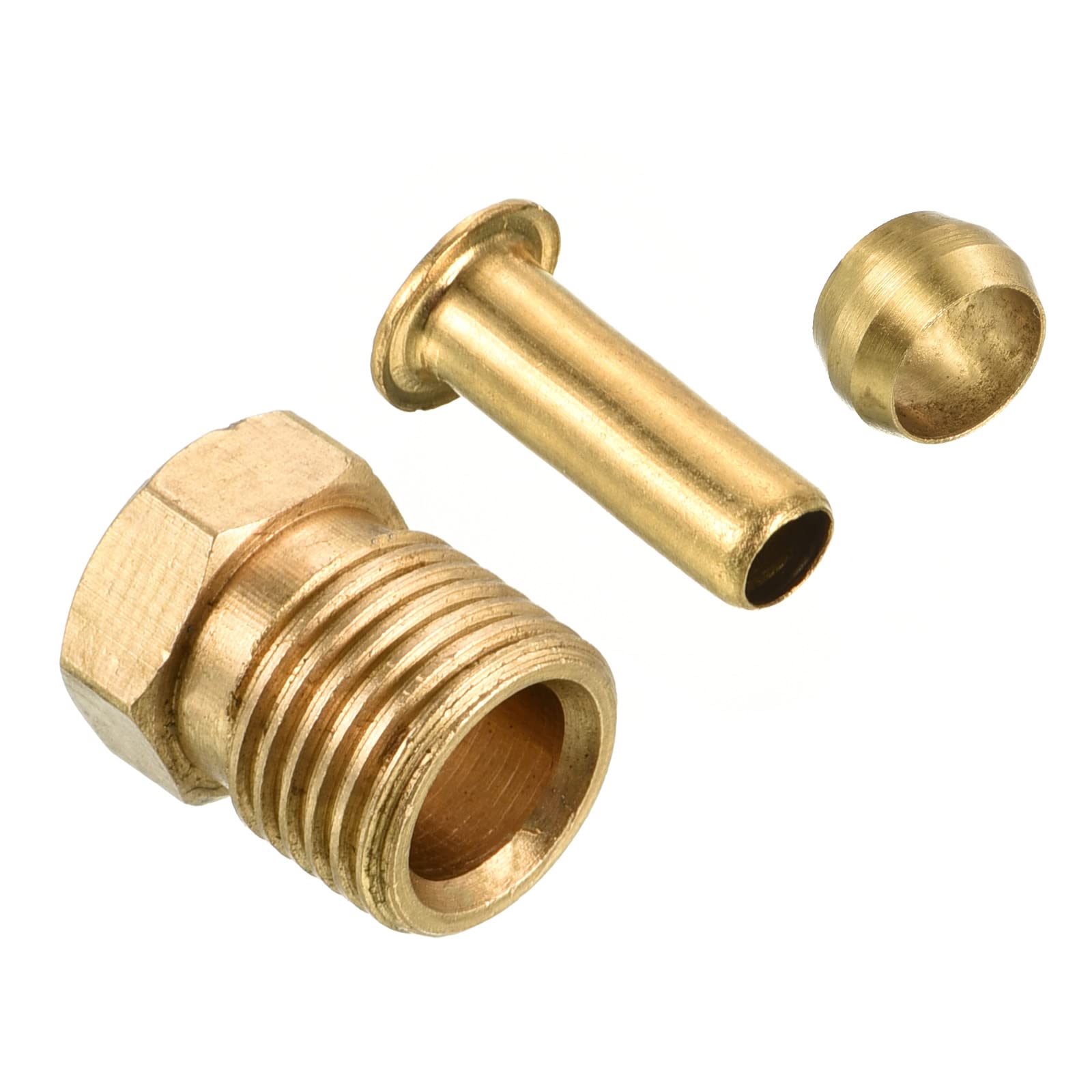 PATIKIL 4mm ID 6mm OD Tube Brass Compression Assortment Kit 1 Set, Sleeve Ferrule & Insert & Nut