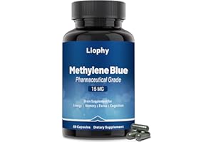 Liophy Methylene Blue Capsules, USP Grade 99% Purity, Pharmaceutical Grade Methylene Blue Supplements with Vitamin C Ester, Supports Memory, Focus, Clarity, Energy, 60 Count