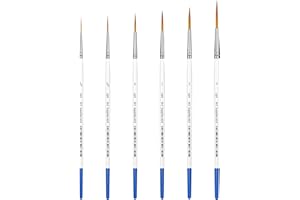 XDT ART SUPPLIES XDT#830 Rigger Artist Paint Brush 6 Piece Set Extra Long Fine Point Liner Tip #000#00#0#1#2#3, Scale Models Nail Acrylic Oil Watercolor