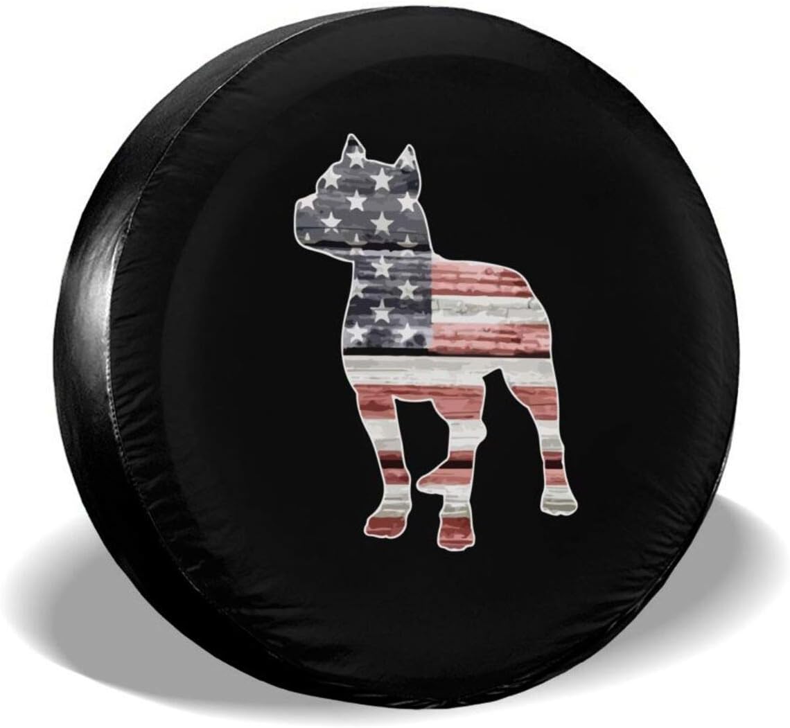 Patriotic Pitbull American Flag Tire Cover Spare Wheel Tire