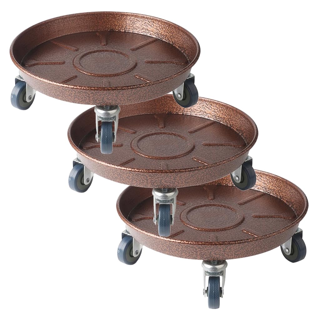 Photo 1 of 10" Heavy Duty Plant Dolly with Wheels, 160lbs Metal Rolling Plant Stand with Casters, Round Wheeled Planter Caddy Roller Base Carry Potted Tree Flower Pot for Indoor Outdoor Garden, 3 Pack, Bronze
