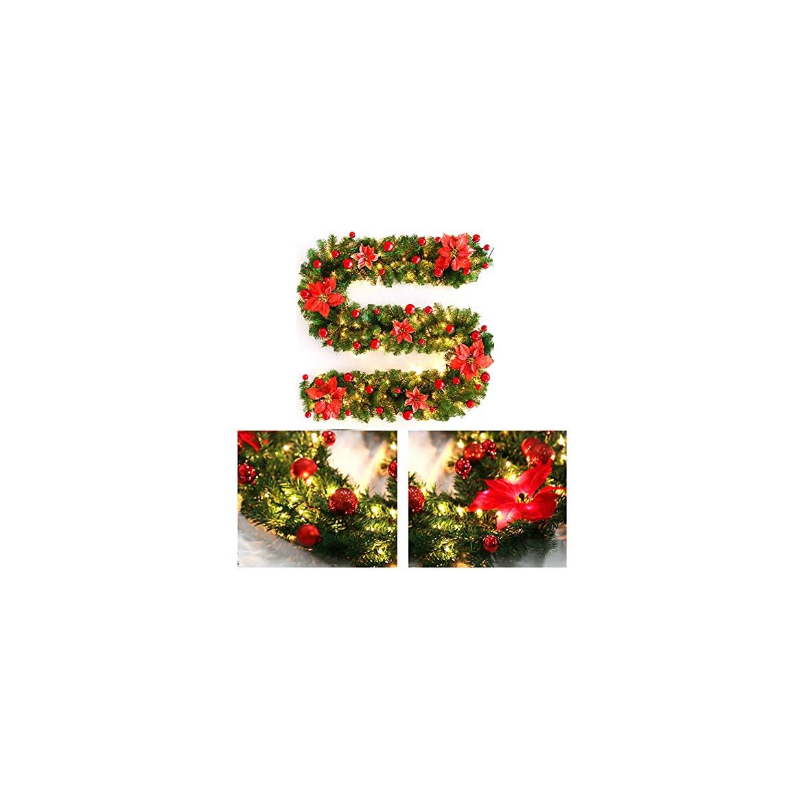 TopHGC Guirnalda de Navidad, 2.7M Chimeneas Escaleras Guirnaldas