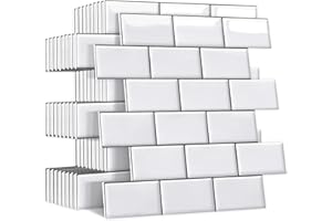 Peel and Stick Backsplash for Kitchen: Self Adhesive Wall Tiles for Bathroom - Vinyl White Thick Back Splash Tile