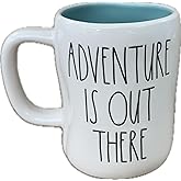 Rae Dunn by Magenta Coffee Mug, Adventure is Out There with Balloon House - Blue Interior